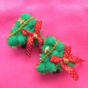 2 nwt ugly christmas tree hair clips red green